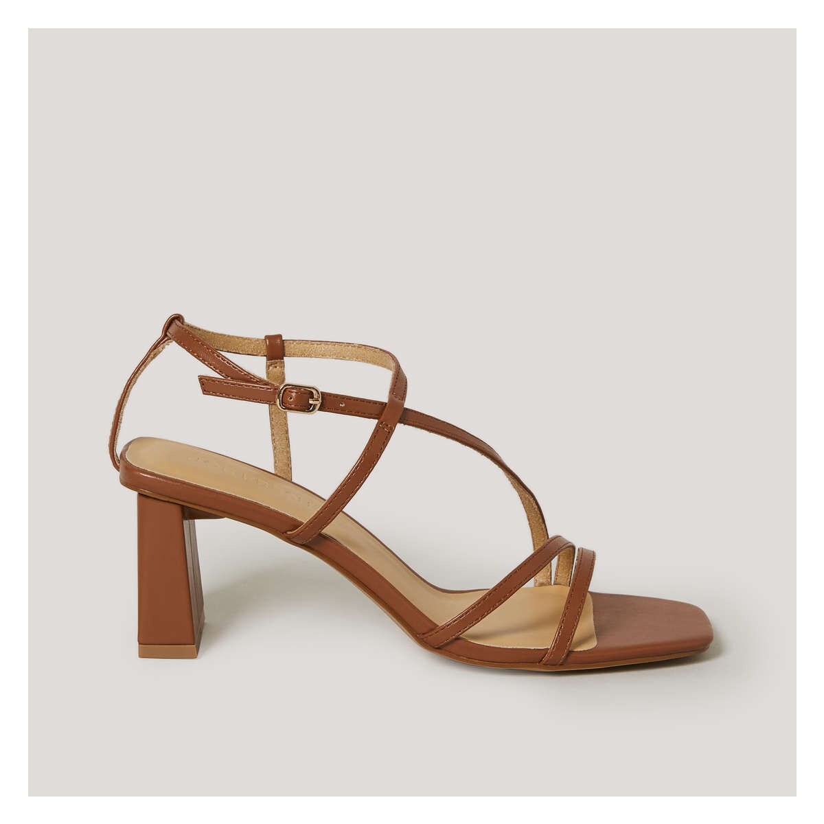 Strappy Block Heel Shoes in Light Brown from Joe Fresh